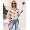 image:imageZeagoo Womens Short Sleeve Sweater 2026 Spring Summer V Neck Lightweight Tops Dressy Blouses Business Casual OutfitsAkhaki Bow