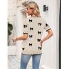 image:imageZeagoo Womens Short Sleeve Sweater 2026 Spring Summer V Neck Lightweight Tops Dressy Blouses Business Casual OutfitsAkhaki Bow