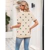 image:imageZeagoo Womens Short Sleeve Sweater 2026 Spring Summer V Neck Lightweight Tops Dressy Blouses Business Casual OutfitsAkhaki Polka Dot