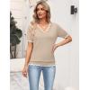 image:imageZeagoo Womens Short Sleeve Sweater 2026 Spring Summer V Neck Lightweight Tops Dressy Blouses Business Casual OutfitsApricot