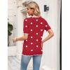 image:imageZeagoo Womens Short Sleeve Sweater 2026 Spring Summer V Neck Lightweight Tops Dressy Blouses Business Casual OutfitsAred White Heart