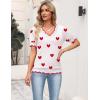 image:imageZeagoo Womens Short Sleeve Sweater 2026 Spring Summer V Neck Lightweight Tops Dressy Blouses Business Casual OutfitsAwhite Red Heart