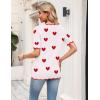 image:imageZeagoo Womens Short Sleeve Sweater 2026 Spring Summer V Neck Lightweight Tops Dressy Blouses Business Casual OutfitsAwhite Red Heart