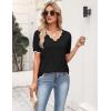 image:imageZeagoo Womens Short Sleeve Sweater 2026 Spring Summer V Neck Lightweight Tops Dressy Blouses Business Casual OutfitsBlack