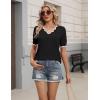 image:imageZeagoo Womens Short Sleeve Sweater 2026 Spring Summer V Neck Lightweight Tops Dressy Blouses Business Casual OutfitsBlack