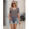image:imageZeagoo Womens Short Sleeve Sweater 2026 Spring Summer V Neck Lightweight Tops Dressy Blouses Business Casual OutfitsBrown