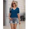 image:imageZeagoo Womens Short Sleeve Sweater 2026 Spring Summer V Neck Lightweight Tops Dressy Blouses Business Casual OutfitsDark Blue