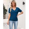 image:imageZeagoo Womens Short Sleeve Sweater 2026 Spring Summer V Neck Lightweight Tops Dressy Blouses Business Casual OutfitsDark Blue