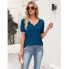image:imageZeagoo Womens Short Sleeve Sweater 2026 Spring Summer V Neck Lightweight Tops Dressy Blouses Business Casual OutfitsDark Blue