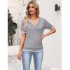 image:imageZeagoo Womens Short Sleeve Sweater 2026 Spring Summer V Neck Lightweight Tops Dressy Blouses Business Casual OutfitsGrey