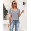 image:imageZeagoo Womens Short Sleeve Sweater 2026 Spring Summer V Neck Lightweight Tops Dressy Blouses Business Casual OutfitsGrey