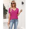 image:imageZeagoo Womens Short Sleeve Sweater 2026 Spring Summer V Neck Lightweight Tops Dressy Blouses Business Casual OutfitsHot Pink