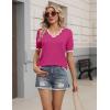 image:imageZeagoo Womens Short Sleeve Sweater 2026 Spring Summer V Neck Lightweight Tops Dressy Blouses Business Casual OutfitsHot Pink