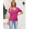 image:imageZeagoo Womens Short Sleeve Sweater 2026 Spring Summer V Neck Lightweight Tops Dressy Blouses Business Casual OutfitsHot Pink