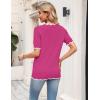 image:imageZeagoo Womens Short Sleeve Sweater 2026 Spring Summer V Neck Lightweight Tops Dressy Blouses Business Casual OutfitsHot Pink