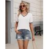 image:imageZeagoo Womens Short Sleeve Sweater 2026 Spring Summer V Neck Lightweight Tops Dressy Blouses Business Casual OutfitsWhite