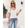 image:imageZeagoo Womens Short Sleeve Sweater 2026 Spring Summer V Neck Lightweight Tops Dressy Blouses Business Casual OutfitsWhite