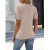 image:imageZeagoo Womens Short Sleeve Sweater Tops 2026 Spring Summer Crew Neck Hollow Out Blouses Dressy Business Casual OutfitsBeige