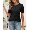 image:imageZeagoo Womens Short Sleeve Sweater Tops 2026 Spring Summer Crew Neck Hollow Out Blouses Dressy Business Casual OutfitsBlack