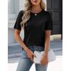 image:imageZeagoo Womens Short Sleeve Sweater Tops 2026 Spring Summer Crew Neck Hollow Out Blouses Dressy Business Casual OutfitsBlack