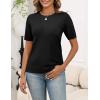image:imageZeagoo Womens Short Sleeve Sweater Tops 2026 Spring Summer Crew Neck Hollow Out Blouses Dressy Business Casual OutfitsBlack
