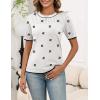 image:imageZeagoo Womens Short Sleeve Sweater Tops 2026 Spring Summer Crew Neck Hollow Out Blouses Dressy Business Casual OutfitsBlack Flower