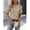 image:imageZeagoo Womens Short Sleeve Sweater Tops 2026 Spring Summer Crew Neck Hollow Out Blouses Dressy Business Casual OutfitsBlack Polka Dots
