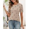 image:imageZeagoo Womens Short Sleeve Sweater Tops 2026 Spring Summer Crew Neck Hollow Out Blouses Dressy Business Casual OutfitsBlack Polka Dots