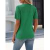 image:imageZeagoo Womens Short Sleeve Sweater Tops 2026 Spring Summer Crew Neck Hollow Out Blouses Dressy Business Casual OutfitsGreen