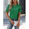 image:imageZeagoo Womens Short Sleeve Sweater Tops 2026 Spring Summer Crew Neck Hollow Out Blouses Dressy Business Casual OutfitsGreen