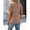 image:imageZeagoo Womens Short Sleeve Sweater Tops 2026 Spring Summer Crew Neck Hollow Out Blouses Dressy Business Casual OutfitsKhaki