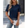 image:imageZeagoo Womens Short Sleeve Sweater Tops 2026 Spring Summer Crew Neck Hollow Out Blouses Dressy Business Casual OutfitsNavy