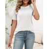 image:imageZeagoo Womens Short Sleeve Sweater Tops 2026 Spring Summer Crew Neck Hollow Out Blouses Dressy Business Casual OutfitsWhite