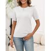 image:imageZeagoo Womens Short Sleeve Sweater Tops 2026 Spring Summer Crew Neck Hollow Out Blouses Dressy Business Casual OutfitsWhite