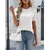 image:imageZeagoo Womens Short Sleeve Sweater Tops 2026 Spring Summer Crew Neck Hollow Out Blouses Dressy Business Casual OutfitsWhite