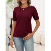 image:imageZeagoo Womens Short Sleeve Sweater Tops 2026 Spring Summer Crew Neck Hollow Out Blouses Dressy Business Casual OutfitsWine Red