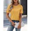 image:imageZeagoo Womens Short Sleeve Sweater Tops 2026 Spring Summer Crew Neck Hollow Out Blouses Dressy Business Casual OutfitsYellow
