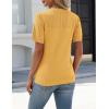 image:imageZeagoo Womens Short Sleeve Sweater Tops 2026 Spring Summer Crew Neck Hollow Out Blouses Dressy Business Casual OutfitsYellow