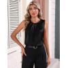 image:imageZeagoo Womens Silk Satin Tank Tops Crew Neck Pleated Camisole Sleeveless Business Work Blouse Dressy Casual Summer ShirtBlack
