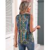 image:imageZeagoo Womens Silk Satin Tank Tops Crew Neck Pleated Camisole Sleeveless Business Work Blouse Dressy Casual Summer ShirtBlue Flower