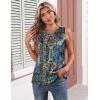 image:imageZeagoo Womens Silk Satin Tank Tops Crew Neck Pleated Camisole Sleeveless Business Work Blouse Dressy Casual Summer ShirtBlue Flower