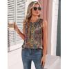 image:imageZeagoo Womens Silk Satin Tank Tops Crew Neck Pleated Camisole Sleeveless Business Work Blouse Dressy Casual Summer ShirtBoho Print