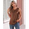 image:imageZeagoo Womens Silk Satin Tank Tops Crew Neck Pleated Camisole Sleeveless Business Work Blouse Dressy Casual Summer ShirtBrown