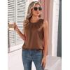 image:imageZeagoo Womens Silk Satin Tank Tops Crew Neck Pleated Camisole Sleeveless Business Work Blouse Dressy Casual Summer ShirtBrown
