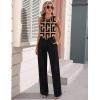 image:imageZeagoo Womens Silk Satin Tank Tops Crew Neck Pleated Camisole Sleeveless Business Work Blouse Dressy Casual Summer ShirtBrown Black Print