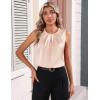 image:imageZeagoo Womens Silk Satin Tank Tops Crew Neck Pleated Camisole Sleeveless Business Work Blouse Dressy Casual Summer ShirtKhaki