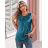 image:imageZeagoo Womens Silk Satin Tank Tops Crew Neck Pleated Camisole Sleeveless Business Work Blouse Dressy Casual Summer ShirtLake Green