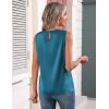 image:imageZeagoo Womens Silk Satin Tank Tops Crew Neck Pleated Camisole Sleeveless Business Work Blouse Dressy Casual Summer ShirtLake Green