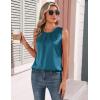image:imageZeagoo Womens Silk Satin Tank Tops Crew Neck Pleated Camisole Sleeveless Business Work Blouse Dressy Casual Summer ShirtLake Green
