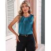 image:imageZeagoo Womens Silk Satin Tank Tops Crew Neck Pleated Camisole Sleeveless Business Work Blouse Dressy Casual Summer ShirtLake Green